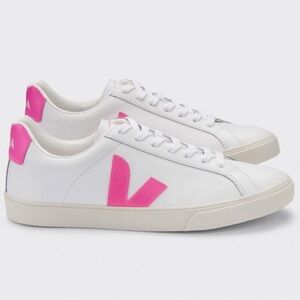 Veja Women's Esplar White and Hot Pink Sneakers